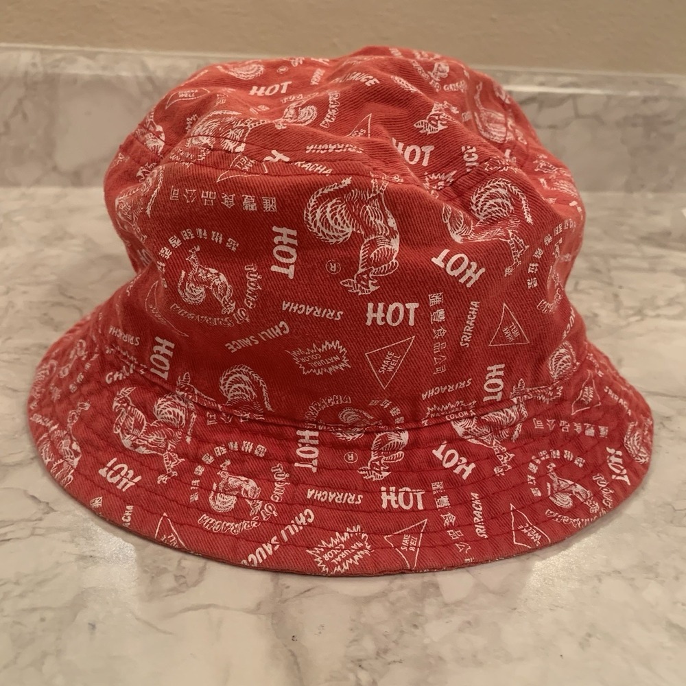 Sriracha Bucket Hat One Size Certified Awesome Chili Hot Sauce Red White - Picture 10 of 10